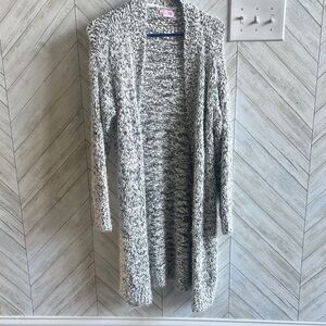 Pink Lily Black and White Knit Cardigan